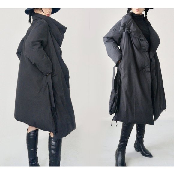 Ann Demeulemeester black deconstructed puffy duvet oversize coat maxi UNISEX - Picture 7 of 10